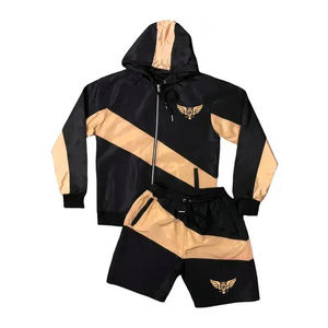 Custom Men Hooded Jacket & Shorts Set Casual Sportswear Tracksuit Summer Windbreaker Two Piece Outfit Streetwear Set - Product Image 3
