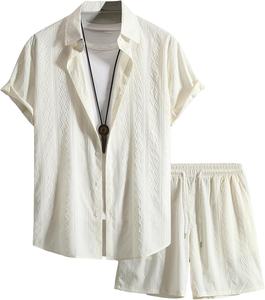 ชุดเซ็ตเสื้อเชิ้ตแขนสั้นติดกระดุมและกางเกงขาสั้น 2 ชิ้น คุณภาพสูง ระบายอากาศได้ดี ลายพิมพ์ สำหรับฤดูร้อน ชุดเสื้อเชิ้ตผู้ชาย - Product Image 3