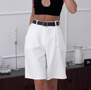 Enyami Pantalones Cortos de Verano para Mujer, Estilo Bermuda, Casual, de Pierna Ancha, Plisados, Elegantes, con Bolsillos - Product Image 3
