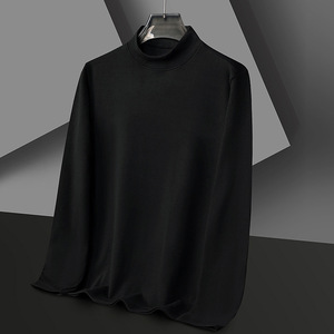 Camiseta de Manga Larga para Hombre, Color Sólido, Cuello Medio Alto, de Terciopelo, Cálida, para Otoño e Invierno, Venta al Por Mayor para Comercio Exterior - Product Image 5