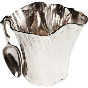 Cubo de hielo moderno de aluminio artesanal con forma de onda, con cuchara, enfriador de vino decorativo de metal pulido, cubo para champán para el hogar, bar y fiestas - Product Image 1