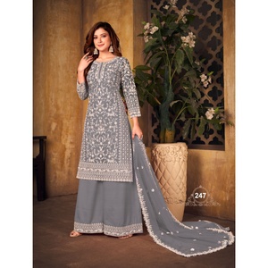 Costume palazzo Chinon Salwar Kameez brodé, tenue indienne pakistanaise pour femme - Canada