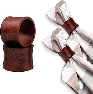 Anillos de Servilleta Redondos de Madera Hechos a Mano, Accesorios Rústicos para Mesa de Comedor, para Hogar, Hotel y Eventos - Product Image 1
