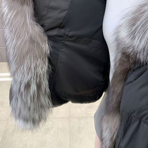 Manteau court en duvet de canard pour femme, style hiver, avec garniture en fourrure de renard, respirant, épais, doudoune matelassée, vente chaude - Product Image 3