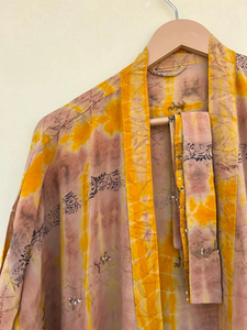 Kimono vintage fait à la main en soie Tye Dye pour elle robe de lune de miel kimono à fleurs en soie pour la plage - Product Image 6
