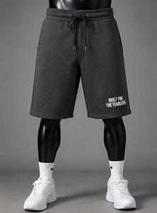 Shorts Bermuda en Coton Crème pour Homme avec Imprimé Flamme, Taille à Cordon, Style Décontracté Sportif, Coupe Mi-Haute Respirante - Product Image 4