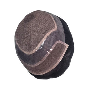 Taz Hair BD Prothèse capillaire frontale en dentelle pour hommes, cheveux humains Remy indiens, ondulation Water Wave, avec patchs centraux - Product Image 1