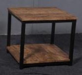 Mesa de Centro de Madera con Estructura de Hierro Negro y Estante Inferior de Almacenamiento, Mueble Rústico Industrial para Sala de Estar - Product Image 6