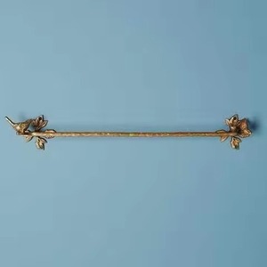 Gold Tone Metal Towel Holder Wall Mounted Curved Rustic Style Storage <b>Rack</b> For Bathroom Towel Holder - Product Image 5