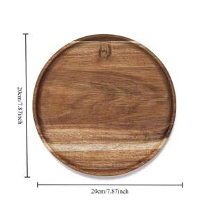 Plateau en bois jetable écologique pour artisanat, rond, décoratif, pour fruits, pizza, thé, café - Product Image 3