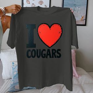 Heart I Love COUGARS Camiseta de mujer de algodón puro ajuste cómodo - Product Image 1