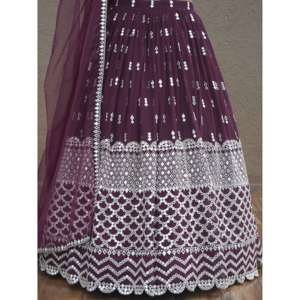 Atractivo Vino Lentejuelas Georgette Compromiso Desgaste Lehenga Choli - Product Image 1