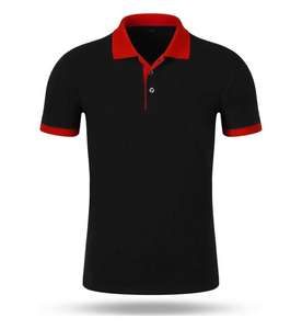 Camiseta Polo Promocional para Hombre, Camiseta Polo Negra con Cuello Rojo, Camisetas Polo al por Mayor, Camisetas Polo de Manga Corta para Hombre - Product Image 2