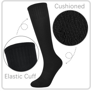 Custom Black Knee High Sports <b>Socks</b> Breathable Cushioned Team Football Soccer Baseball Athletic <b>Socks</b> OEM Wholesale For Adults - Product Image 2