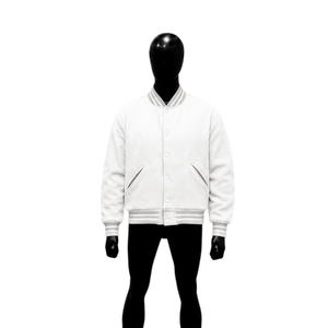 CASUAL STREETWEAR CLOTHING <b>WHITE</b> VARSITY <b>JACKET</b> MOCKUP FRONT VIEW FOR SUBLIMATION DESIGN Regular Fit Autumn Streetwear Front Vie - Product Image 1