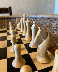 Handmade Eco-friendly Wooden Resin <b>Chess</b> Pieces Traditional Abstract Geometric Design Cultural <b>Theme</b> Customizable Sculptures - Product Image 5
