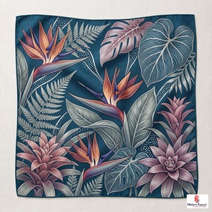 Premium Womens Printed <b>Silk</b> <b>Scarf</b> Lightweight <b>Square</b> Headscarf Custom Design OEM ODM Manufacturer Madeira Custom Fabric - Product Image 4