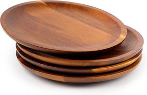 Natural <b>Wooden</b> <b>Round</b> Plate Handmade Serving Plate for Dining Table Kitchen Restaurant Hotel Cafe Food Presentation and Home - Product Image 4