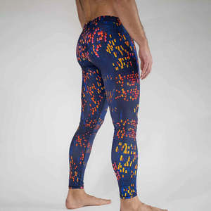 <b>Men</b> Geometric Pattern Compression Tights Full Length Sublimation Printed Yoga <b>Leggings</b> - Product Image 3