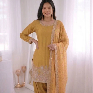Ramdev Trading Indian Ethnic French Crep Silk Stitched Heavy Embroidery Quick Dry Modern Kurta/<b>Kurti</b> Women All Seasons - Product Image 1