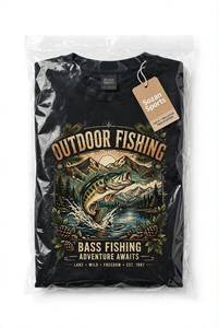 Camiseta Negra de Manga Corta para Hombre, Estilo Casual para Pesca, Cuello Redondo, 100% Algodón, 320g, Corte Regular - Product Image 5