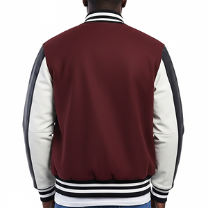 Chaqueta Varsity Marrón y Blanca para Hombre, Logotipo Personalizado con Impresión por Transferencia de Calor, Ropa Casual de Otoño - Product Image 3