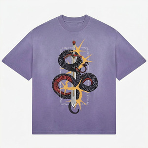 เสื้อยืดคอกลมแขนสั้นผู้ชายไซส์ใหญ่ สีม่วง ผ้าคอตตอนเจอร์ซีย์ ดีไซน์เรียบๆ สีพื้น ไซส์พลัส - Product Image 1