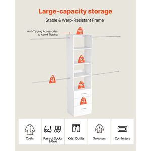 Armadio Moderno a 3 Cassetti con Altezza Regolabile, Sistema di Organizzazione Guardaroba in Legno con 4 Unità Retrattili - Product Image 4