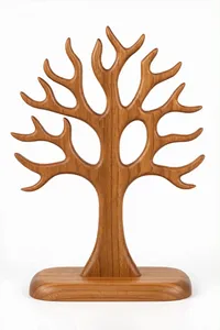 Soporte de Madera para Joyas con Forma de Hoja, Organizador para Collares y Pendientes, Decoración para Bodas, Diwali, Estilo Art Deco, Decoración para el Hogar - Product Image 6