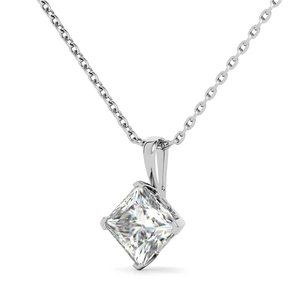 Elegante colgante solitario de oro de 18k con diamante cultivado en laboratorio, diseño de princesa y detalles en forma de espiral, para mujeres y niñas. - Product Image 1