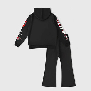 Trending Men's Custom DTG Printing Tracksuit Letter and Figure Print Hoodie Sweatshirt Flared <b>Pants</b> Casual Two Piece Set - Product Image 3