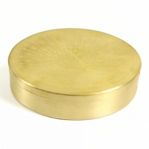 Custom Design Brass Round Spice <b>Box</b> Golden with Embossed Lid - Beautiful Design Spice Containers - Product Image 2