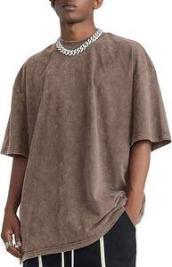 เสื้อยืดโอเวอร์ไซส์สไตล์วินเทจผ้าคอตตอนย้อมสีแบบแอซิดวอช ขายส่ง เสื้อยืดสตรีทแวร์พื้นฐานลำลองทรงหลวมสำหรับผู้ชาย - Product Image 4