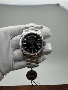 Reloj Mecánico de Lujo con Esfera Negra de 40 mm, Acero Inoxidable de Alta Calidad, Bisel Estriado, Cristal de Zafiro, Movimiento ETA, Unisex - Product Image 3