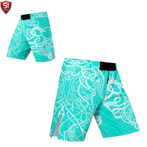 Pantalones Cortos de Entrenamiento de MMA para Hombre, Cintura Elástica con Cordón, Secado Rápido, Estampados, de Poliéster/Algodón, para Grappling y Kick Boxing - Product Image 1