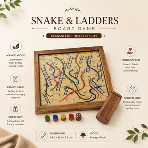 Juego de Mesa de Madera Premium Serpientes y Escaleras con Agitador de Dados de Madera |   Juego de mesa familiar clásico para viajes, regalo para niños y adultos - Product Image 5