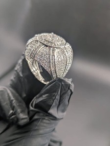 <b>Men</b>’s Hip Hop Iced Out Moissanite Round <b>Ring</b> 925 Sterling <b>Silver</b> 14K White Gold Finish Luxury Statement Jewelry <b>Ring</b> - Product Image 3