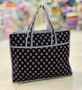 Bolso Tote Acolchado Floral para Mujer, Bolso de Hombro de Algodón, Bolso de Mano Abierto para Viajes Diarios - Product Image 2