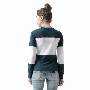TRENDION APPARELS Camiseta de Manga Larga Personalizada para Mujer, Diseño Color Block, 100% Mezcla de Algodón, Estilo Casual, Ropa Deportiva, Corte Regular - Product Image 2