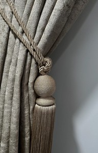Curtain <b>Tie</b> <b>Backs</b>: Natural Rope & Cotton Tassel Tiebacks - Product Image 3