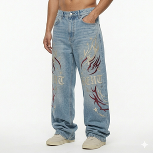 Pantalones Vaqueros de Mezclilla Deslavada de 13 Oz para Hombre, Estilo Vintage, de Tela Gruesa, para Streetwear, Proveedor Mayorista OEM ODM Personalizado - Product Image 6