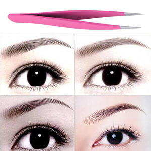 Pinzas de Precisión para Pestañas de Acero Inoxidable con Punta Suave, Herramienta de Belleza Negra y Rosa para Extensión de Pestañas, Moldeado de Cejas - Product Image 5