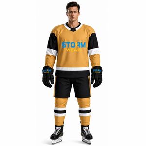 Service OEM, uniforme de hockey sur glace sur mesure pour adultes, nom de l'équipe, impression par sublimation totale, 100% polyester, uniforme de hockey sur glace pour hommes - Product Image 5