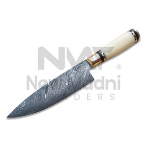Couteau de camping d'extérieur, manche en bois couleur personnalisée, couteau Damas à lame fixe, nouveau design. - Product Image 1