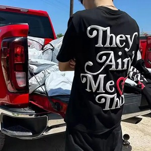 Custom Logo 3D Puff Print <b>Acid</b> Wash T-Shirt Men 280GSM Heavyweight Cotton Oversized <b>Drop</b> Shoulder Vintage Short Sleeve Tee Shirt - Product Image 3