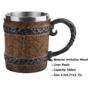 Premium Wooden Beer <b>Mug</b> with Stainless Steel Liner Handcrafted Viking Tankard Rustic Barrel Style Drinking <b>Mug</b> for Beer Coffee - Product Image 6