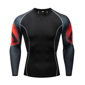 Private Label Sportswear Club Uniforms Long Sleeve Compression Shirts for Athletic Printed <b>Hex</b> Pattern Design MMA BJJ Rash Guard - Product Image 4