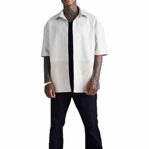 เสื้อเชิ้ตหนังลำลองทันสมัยพร้อมกระเป๋าหน้าอกสำหรับผู้ชาย ทรงเข้ารูป ระบายอากาศได้ดี หนังแท้ สตรีทแวร์ ดีไซน์ OEM - Product Image 6