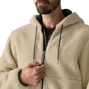 Top Trending Men's Retro Style Sherpa Fleece Jackets Custom <b>Warm</b> Windproof Long Sleeve Quarter Zipper Hoodies For Outdoor Us - Product Image 6