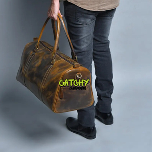 Genuine Leather Duffle Bag Large Travel Weekender Luggage Adjustable Strap & Durable Construction for Gym Sport & Trip Use - Product Image 4